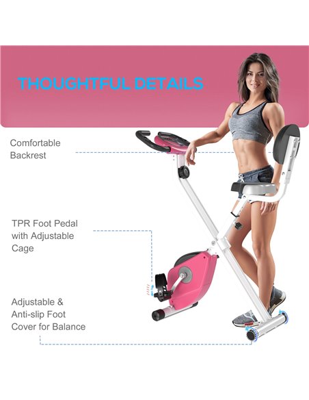 HOMCOM Magnetic Resistance Exercise Bike Foldable w/ LCD Monitor Adjustable Seat Heart Rate Monitors Foot Pads Home Office Fitne - pic 93607 | FastDaddyshop