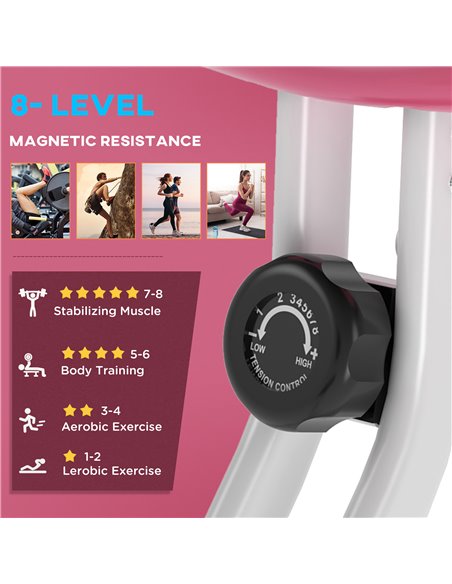 HOMCOM Magnetic Resistance Exercise Bike Foldable w/ LCD Monitor Adjustable Seat Heart Rate Monitors Foot Pads Home Office Fitne - pic 93608 | FastDaddyshop