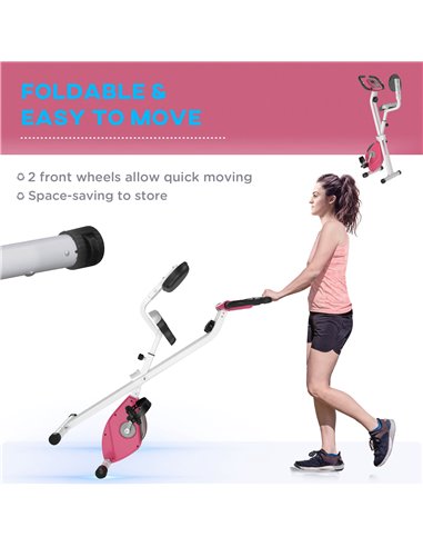 HOMCOM Magnetic Resistance Exercise Bike Foldable w/ LCD Monitor Adjustable Seat Heart Rate Monitors Foot Pads Home Office Fitne