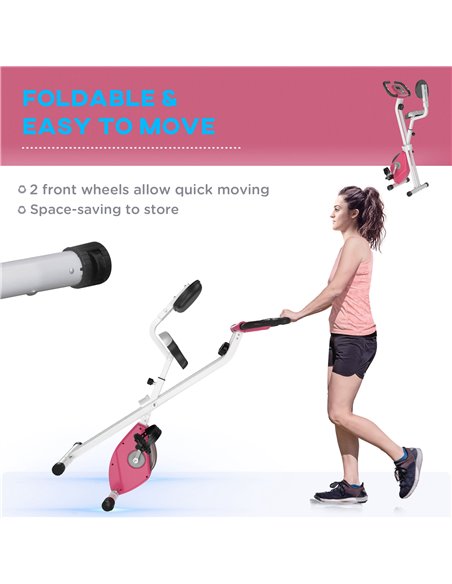 HOMCOM Magnetic Resistance Exercise Bike Foldable w/ LCD Monitor Adjustable Seat Heart Rate Monitors Foot Pads Home Office Fitne - pic 93609 | FastDaddyshop