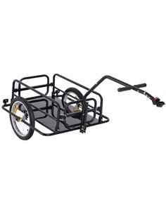 HOMCOM Bike Cargo Trailer Bicycle Cargo Storage Cart w/ Hitch Cycling Camping Luggage Storage Carrier Transport Steel Black B71-