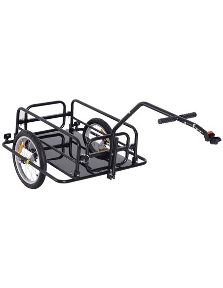 HOMCOM Bike Cargo Trailer Bicycle Cargo Storage Cart w/ Hitch Cycling Camping Luggage Storage Carrier Transport Steel Black B71- - pic 93611 | FastDaddyshop