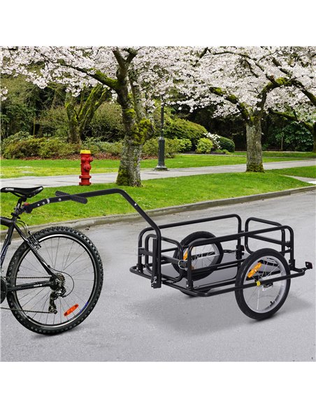 HOMCOM Bike Cargo Trailer Bicycle Cargo Storage Cart w/ Hitch Cycling Camping Luggage Storage Carrier Transport Steel Black B71- - pic 93612 | FastDaddyshop