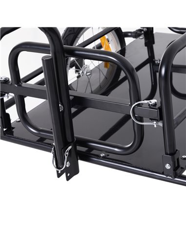 HOMCOM Bike Cargo Trailer Bicycle Cargo Storage Cart w/ Hitch Cycling Camping Luggage Storage Carrier Transport Steel Black B71-