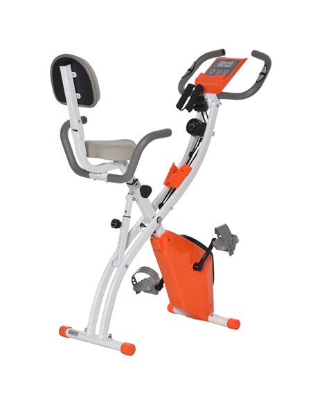 HOMCOM 2-in-1 Upright Exercise Bike Stationary Foldable Magnetic Recumbent Cycling with Arm Resistance Bands Orange A90-196OG - pic 93629 | FastDaddyshop
