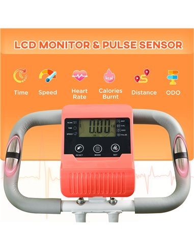 HOMCOM 2-in-1 Upright Exercise Bike Stationary Foldable Magnetic Recumbent Cycling with Arm Resistance Bands Orange A90-196OG