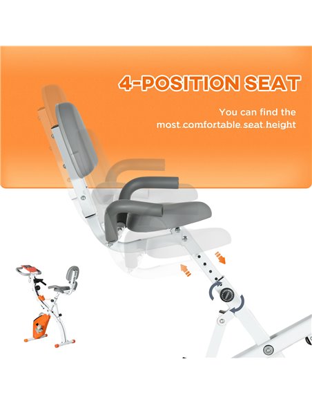 HOMCOM 2-in-1 Upright Exercise Bike Stationary Foldable Magnetic Recumbent Cycling with Arm Resistance Bands Orange A90-196OG - pic 93633 | FastDaddyshop