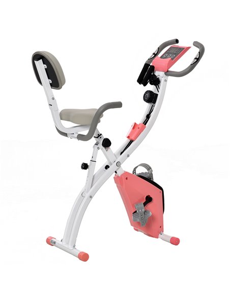 HOMCOM 2-in-1 Upright Exercise Bike Stationary Foldable Magnetic Recumbent Cycling with Arm Resistance Bands Pink A90-196PK - pic 93638 | FastDaddyshop
