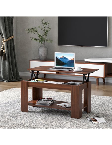 HOMCOM Modern Lift Up Top Coffee Table Desk Hidden Storage Bottom Shelf  100W x 50D x 63H cm - pic 9364 | FastDaddyshop