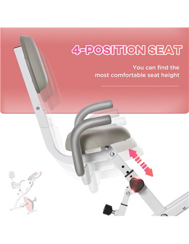 HOMCOM 2-in-1 Upright Exercise Bike Stationary Foldable Magnetic Recumbent Cycling with Arm Resistance Bands Pink A90-196PK