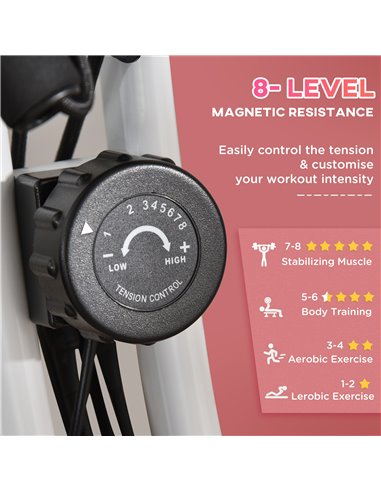 HOMCOM 2-in-1 Upright Exercise Bike Stationary Foldable Magnetic Recumbent Cycling with Arm Resistance Bands Pink A90-196PK