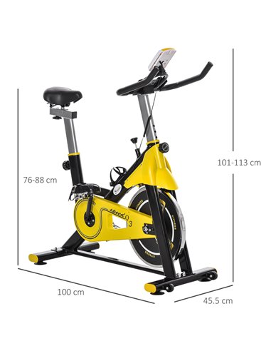 HOMCOM Cardio Exercise Bike Indoor Cycling Bike with Belt Drive Adjustable Resistance Seat Handlebar LCD Display Home Gym Uprigh