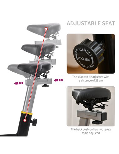HOMCOM Cardio Exercise Bike Indoor Cycling Bike with Belt Drive Adjustable Resistance Seat Handlebar LCD Display Home Gym Uprigh