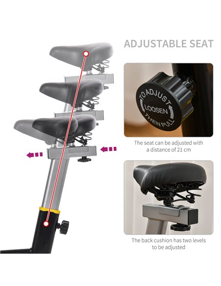 HOMCOM Cardio Exercise Bike Indoor Cycling Bike with Belt Drive Adjustable Resistance Seat Handlebar LCD Display Home Gym Uprigh - pic 93651 | FastDaddyshop