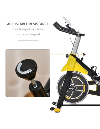 HOMCOM Cardio Exercise Bike Indoor Cycling Bike with Belt Drive Adjustable Resistance Seat Handlebar LCD Display Home Gym Uprigh