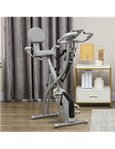 HOMCOM 2-in-1 Foldable Exercise Bike Recumbent Stationary Bike 8-Level Adjustable Magnetic Resistance with Pulse Sensor LCD Disp 2