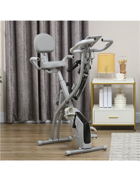 HOMCOM 2-in-1 Foldable Exercise Bike Recumbent Stationary Bike 8-Level Adjustable Magnetic Resistance with Pulse Sensor LCD Disp - pic 93666 | FastDaddyshop