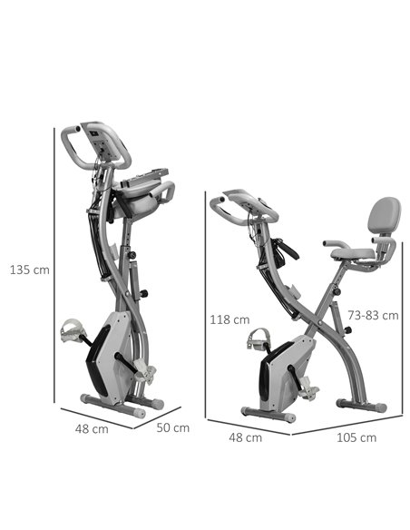 HOMCOM 2-in-1 Foldable Exercise Bike Recumbent Stationary Bike 8-Level Adjustable Magnetic Resistance with Pulse Sensor LCD Disp - pic 93667 | FastDaddyshop