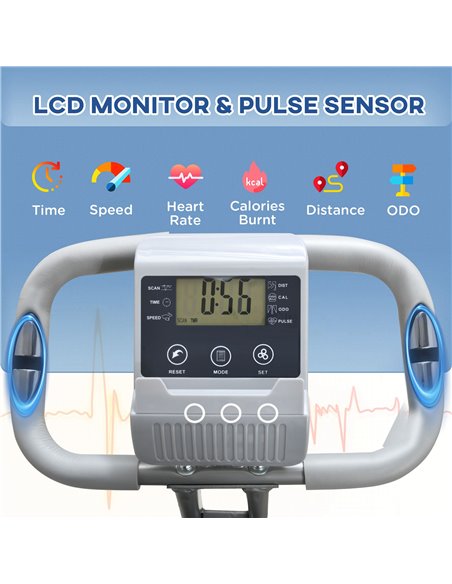 HOMCOM 2-in-1 Foldable Exercise Bike Recumbent Stationary Bike 8-Level Adjustable Magnetic Resistance with Pulse Sensor LCD Disp - pic 93668 | FastDaddyshop