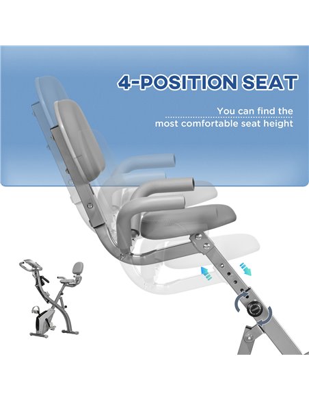HOMCOM 2-in-1 Foldable Exercise Bike Recumbent Stationary Bike 8-Level Adjustable Magnetic Resistance with Pulse Sensor LCD Disp - pic 93669 | FastDaddyshop