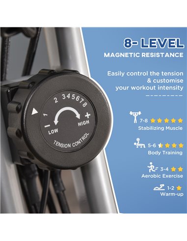 HOMCOM 2-in-1 Foldable Exercise Bike Recumbent Stationary Bike 8-Level Adjustable Magnetic Resistance with Pulse Sensor LCD Disp