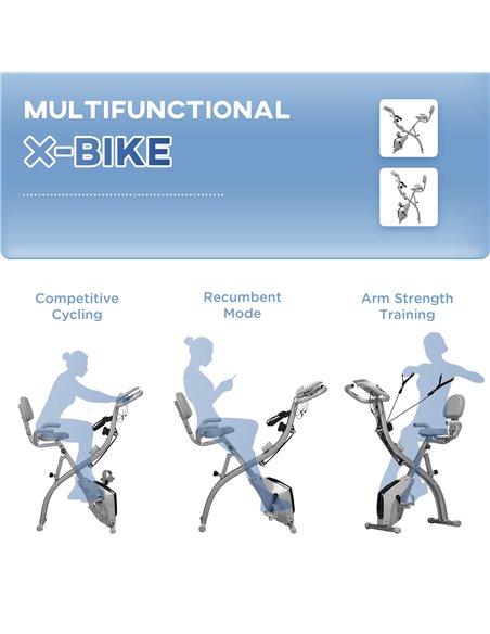 HOMCOM 2-in-1 Foldable Exercise Bike Recumbent Stationary Bike 8-Level Adjustable Magnetic Resistance with Pulse Sensor LCD Disp - pic 93671 | FastDaddyshop