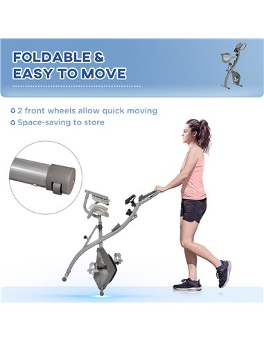 HOMCOM 2-in-1 Foldable Exercise Bike Recumbent Stationary Bike 8-Level Adjustable Magnetic Resistance with Pulse Sensor LCD Disp