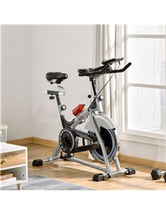 HOMCOM Indoor Cycling Exercise Bike Quiet Drive Fitness Stationary, 15KG Flywheel Cardio Workout Bicycle, Adjustable Seat, LCD M 2