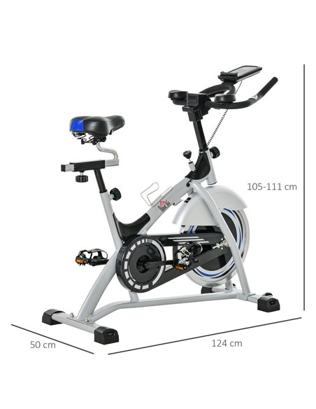 HOMCOM Indoor Cycling Exercise Bike Quiet Drive Fitness Stationary, 15KG Flywheel Cardio Workout Bicycle, Adjustable Seat, LCD M - pic 93685 | FastDaddyshop