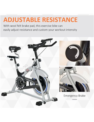 HOMCOM Indoor Cycling Exercise Bike Quiet Drive Fitness Stationary, 15KG Flywheel Cardio Workout Bicycle, Adjustable Seat, LCD M