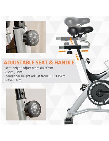 HOMCOM Indoor Cycling Exercise Bike Quiet Drive Fitness Stationary, 15KG Flywheel Cardio Workout Bicycle, Adjustable Seat, LCD M