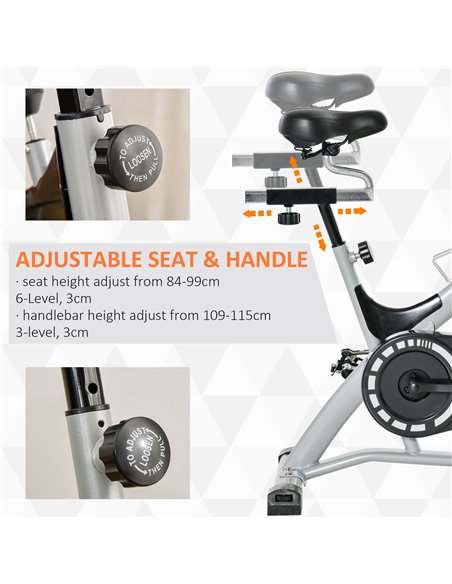 HOMCOM Indoor Cycling Exercise Bike Quiet Drive Fitness Stationary, 15KG Flywheel Cardio Workout Bicycle, Adjustable Seat, LCD M - pic 93687 | FastDaddyshop
