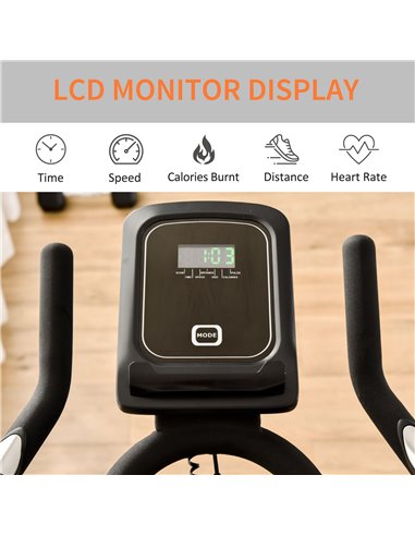 HOMCOM Indoor Cycling Exercise Bike Quiet Drive Fitness Stationary, 15KG Flywheel Cardio Workout Bicycle, Adjustable Seat, LCD M