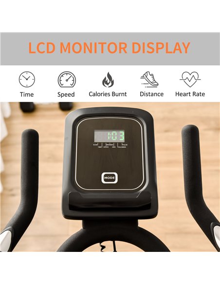 HOMCOM Indoor Cycling Exercise Bike Quiet Drive Fitness Stationary, 15KG Flywheel Cardio Workout Bicycle, Adjustable Seat, LCD M - pic 93688 | FastDaddyshop