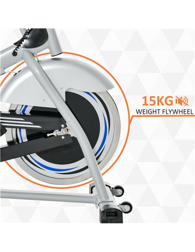 HOMCOM Indoor Cycling Exercise Bike Quiet Drive Fitness Stationary, 15KG Flywheel Cardio Workout Bicycle, Adjustable Seat, LCD M