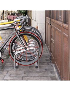 HOMCOM Bicycle Parking Stand, Floor or Wall Mounted Bike Rack, Cycle Storage with Locking Feature, 4 Racks, Silver AA0-024V01SR 2