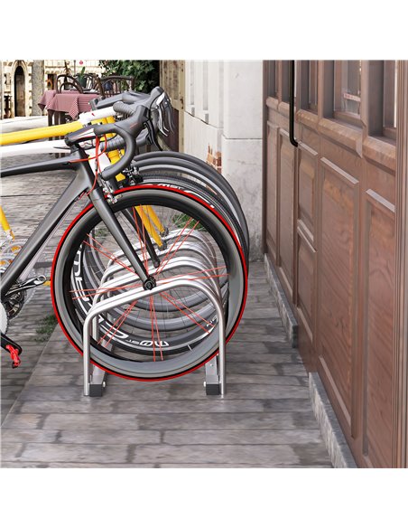 HOMCOM Bicycle Parking Stand, Floor or Wall Mounted Bike Rack, Cycle Storage with Locking Feature, 4 Racks, Silver AA0-024V01SR - pic 93693 | FastDaddyshop