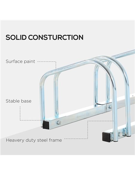 HOMCOM Bicycle Parking Stand, Floor or Wall Mounted Bike Rack, Cycle Storage with Locking Feature, 4 Racks, Silver AA0-024V01SR - pic 93699 | FastDaddyshop