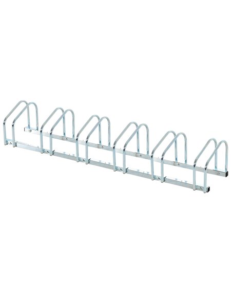 HOMCOM Bike Stand Parking Rack Floor or Wall Mount Bicycle Cycle Storage Locking Stand 179L x 33W x 27H (6 Racks, Silver) AA0-02 - pic 93701 | FastDaddyshop