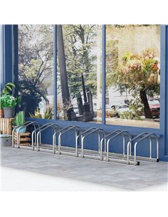 HOMCOM Bike Stand Parking Rack Floor or Wall Mount Bicycle Cycle Storage Locking Stand 179L x 33W x 27H (6 Racks, Silver) AA0-02 2