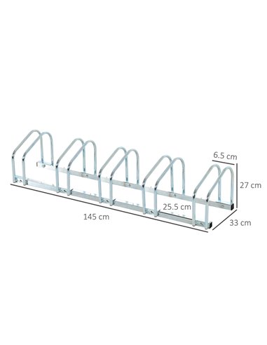 HOMCOM Bike Stand Parking Rack Floor or Wall Mount Bicycle Cycle Storage Locking Stand (5 Racks, Silver) AA0-025V01SR