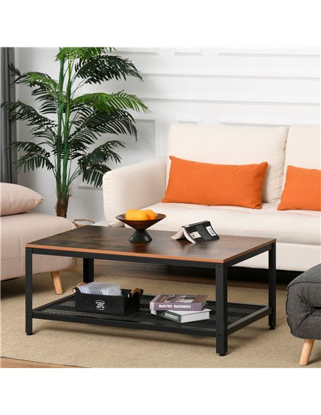 HOMCOM Coffee Table Industrial Site table Living Room Storage Shelf Metal Frame Two-tone Modern Organiser - pic 9372 | FastDaddyshop