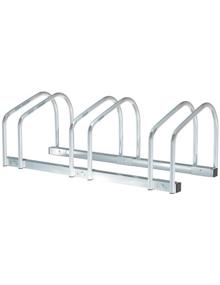 HOMCOM Bicycle Parking Stand for 3 Bikes, Floor or Wall Mount, Cycle Storage Locking Rack, Silver AA0-023V01SR - pic 93728 | FastDaddyshop