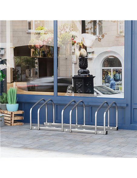HOMCOM Bicycle Parking Stand for 3 Bikes, Floor or Wall Mount, Cycle Storage Locking Rack, Silver AA0-023V01SR - pic 93729 | FastDaddyshop