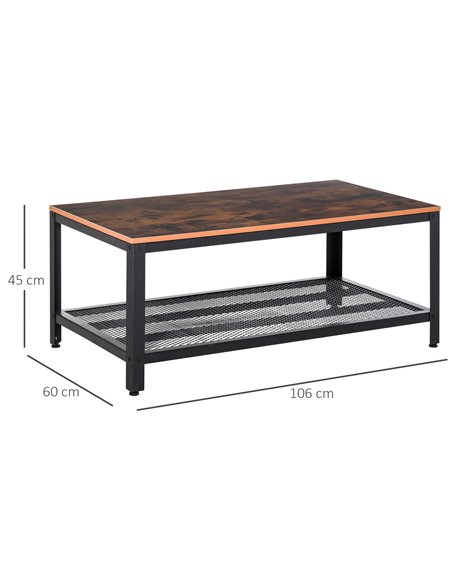 HOMCOM Coffee Table Industrial Site table Living Room Storage Shelf Metal Frame Two-tone Modern Organiser - pic 9373 | FastDaddyshop