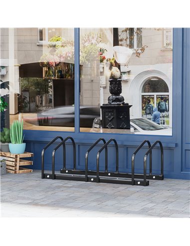 HOMCOM Bike Stand for Parking, Floor or Wall Mount Bicycle Storage Locking Stand, 76L x 33W x 27H, Black AA0-023V01BK
