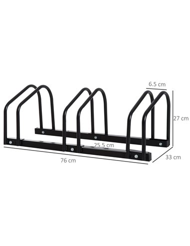 HOMCOM Bike Stand for Parking, Floor or Wall Mount Bicycle Storage Locking Stand, 76L x 33W x 27H, Black AA0-023V01BK