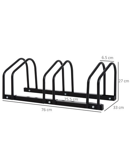 HOMCOM Bike Stand for Parking, Floor or Wall Mount Bicycle Storage Locking Stand, 76L x 33W x 27H, Black AA0-023V01BK - pic 93739 | FastDaddyshop