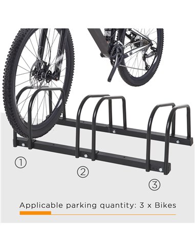 HOMCOM Bike Stand for Parking, Floor or Wall Mount Bicycle Storage Locking Stand, 76L x 33W x 27H, Black AA0-023V01BK