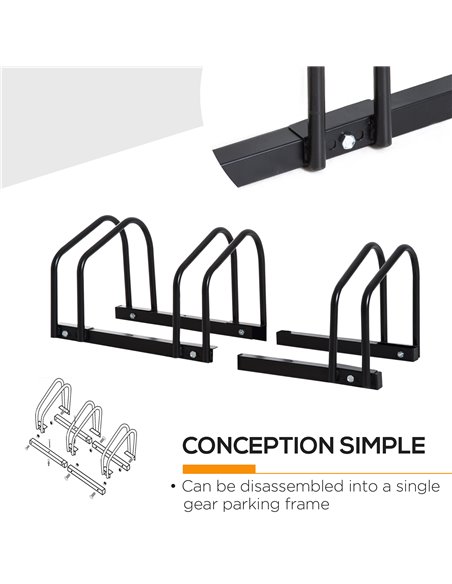 HOMCOM Bike Stand for Parking, Floor or Wall Mount Bicycle Storage Locking Stand, 76L x 33W x 27H, Black AA0-023V01BK - pic 93741 | FastDaddyshop